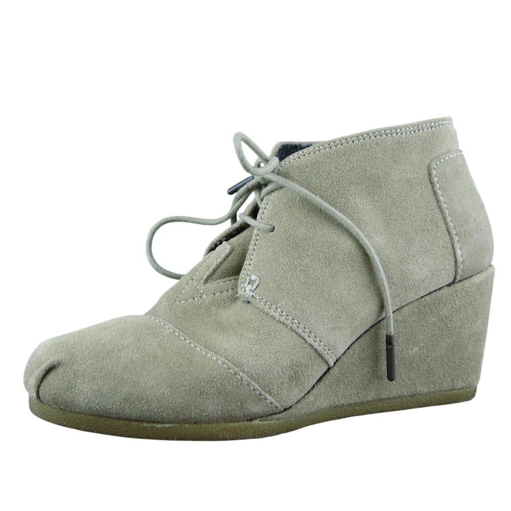 TOMS Women Ankle Boots Brown Leather Lace Up Size 6.5 Medium